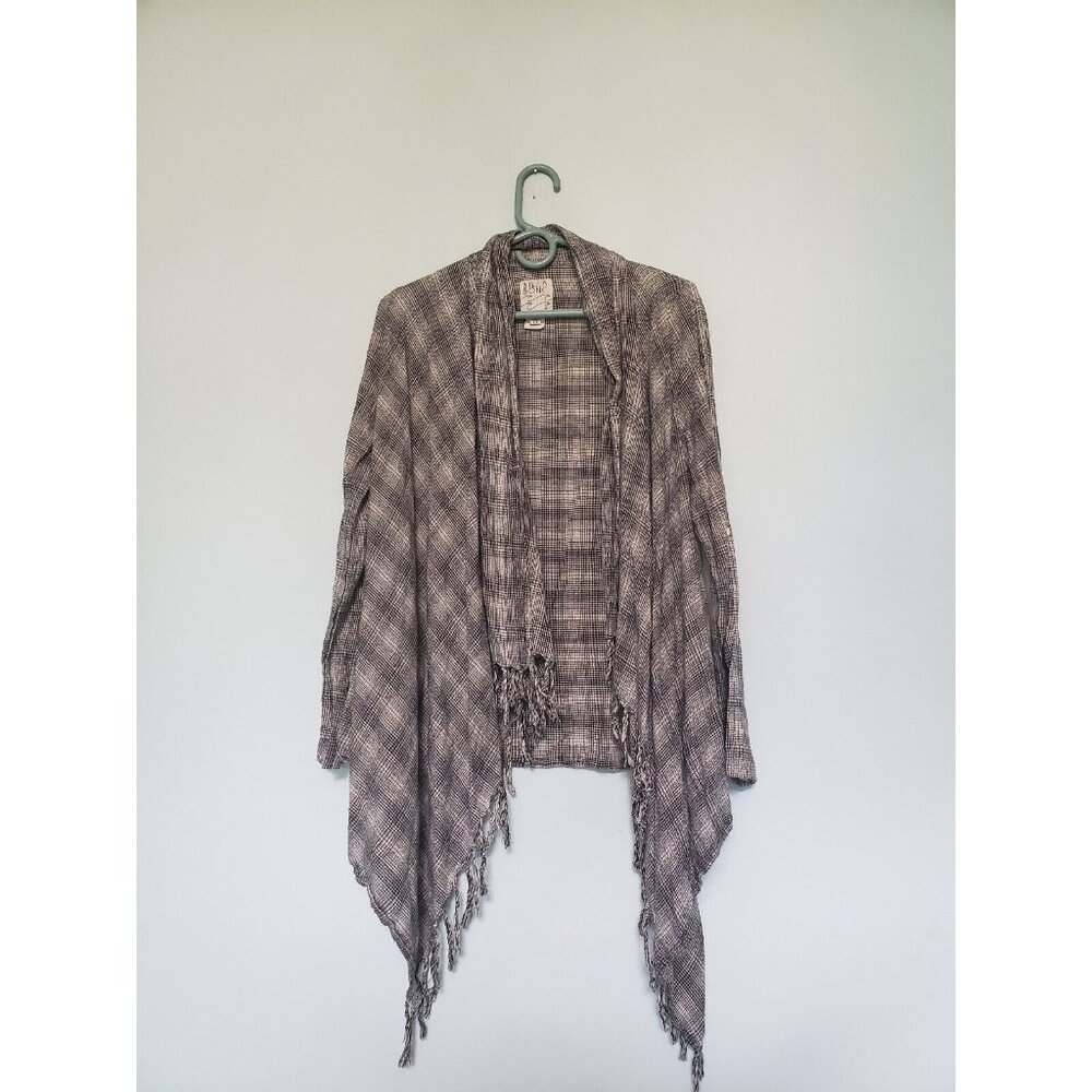 Billabong Women S Cardigan 100% Cotton Fringe Roll Tab Sleeve Open Front Soft